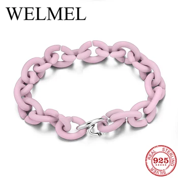 

Solid hard Rubber x Bracelets for Women Metal beads Charm Pink Link Chain Bracelets Party Jewelry Birthday Gifts