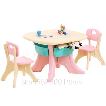 

Children's Learning Table Children's Desk And Chair Suit Combination Kindergarten Plastic Learning Desk Game Table Drawing