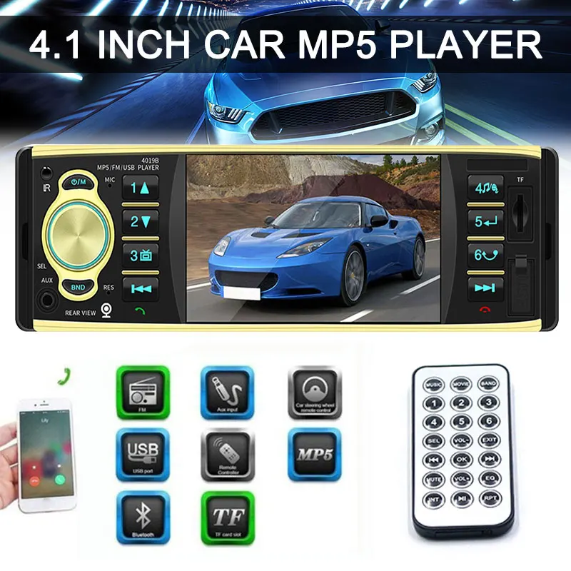 4,1 дюймовый автомобильный MP5 плеер прочный Bluetooth FM стерео радио MP5 для музыки видео Прямая поставка