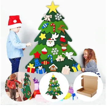 

DIY Felts Christmas Tree With Ornaments For Kids Xmas Gifts Door Wall Hanging Ornaments Christmas Tree Decorations For Home