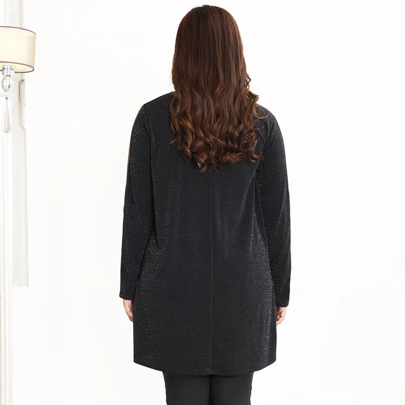 Женская Весенняя футболка с длинным рукавом размера плюс 10XL 8XL 6XL 4XL, Женская Роскошная футболка с круглым вырезом, топы более размера d, футболка с разрезом для женщин
