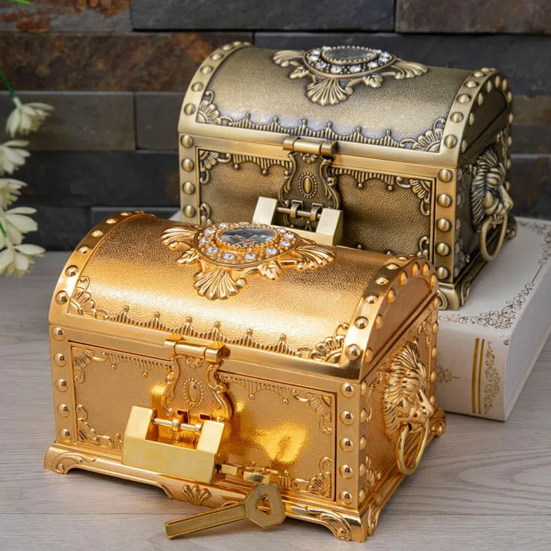 Creative Zinc Alloy Jewelry Box With Lock Vintage Jewelry Trinket Box for Valentine Wedding Christmas Birthday Gift Home Deco