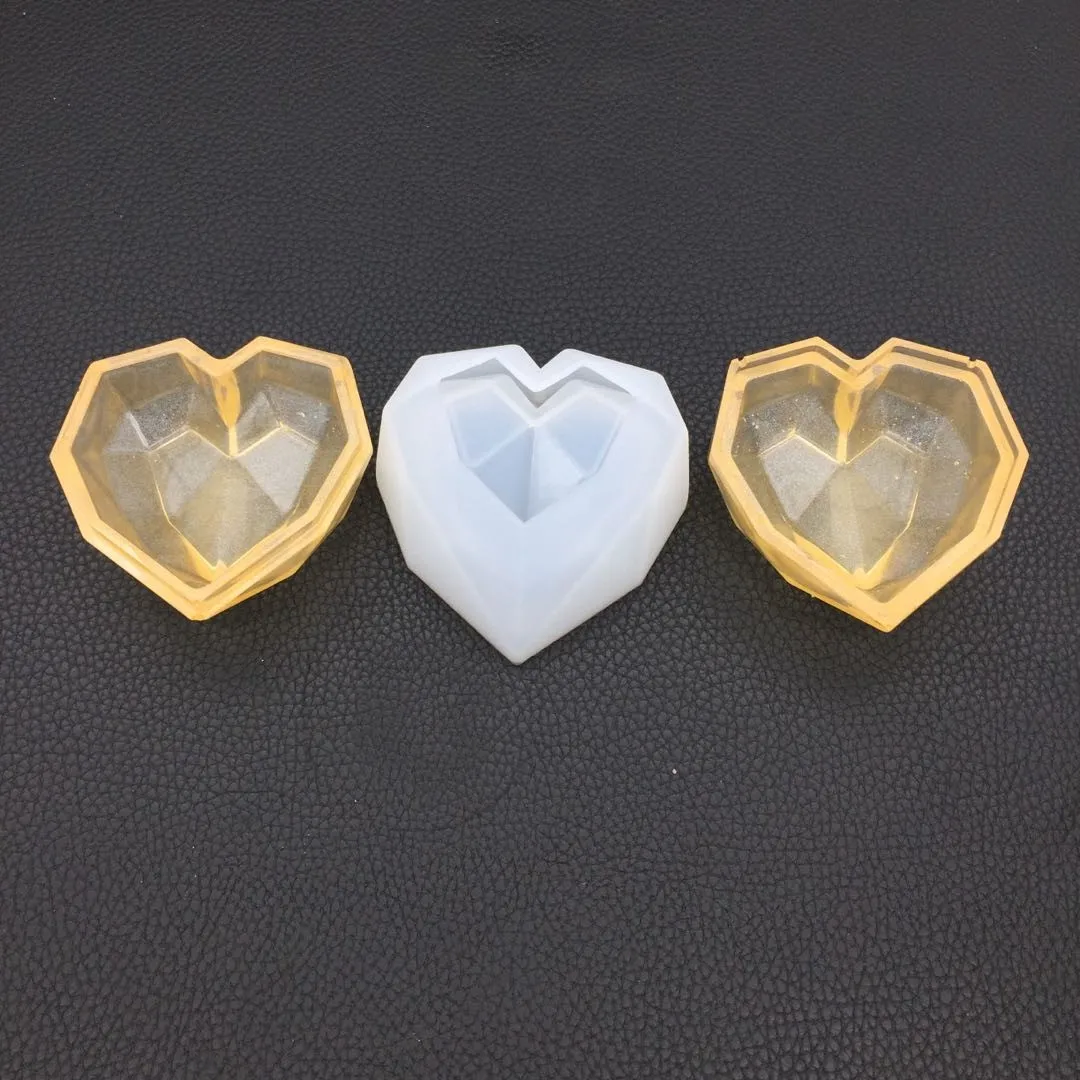 Граненый сердце брелок коробка силиконовые формы тарелки в форме сердечек покрывающая Форма браслет с сердцем форма Kawaii эпоксидная смола художественные поставки УФ Смола ремесло