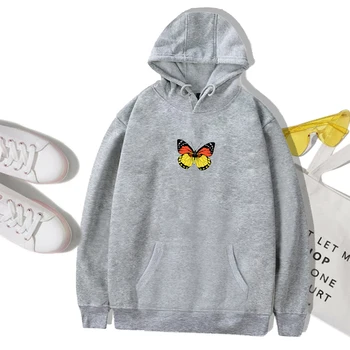 

Hoodies Women Butterfly Printed Warm Pullover 2020 Winter Coat Harajuku Sweatshirt Womens New High Quality Pocket Pullovers Top