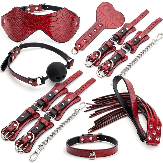 Bondage Kit Pu Leather Bdsm Set Erotic Restraints Handcuff Collar Gag Whip  Spanking Slave Bdsm Accessories Sex Toy For Couples. - Adult Games -  AliExpress