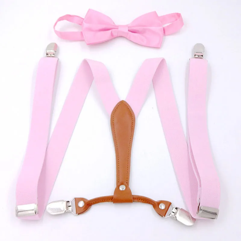 Adolescent 2.5cm candy color suspenders belt ladies 4 clip trousers strap high-grade British elastic strap clip bow tie