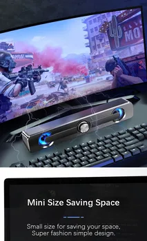 

USB Wired Powerful Smart Computer Speaker Bar Stereo Subwoofer Bass speaker Surround Sound Box For PC Laptop Phone Tablet MP3 MP