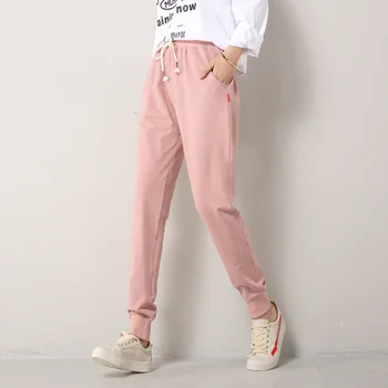 

Elastic sports female feet harem loose cotton trousers 2020 spring and autumn students in the waist pants AK18070