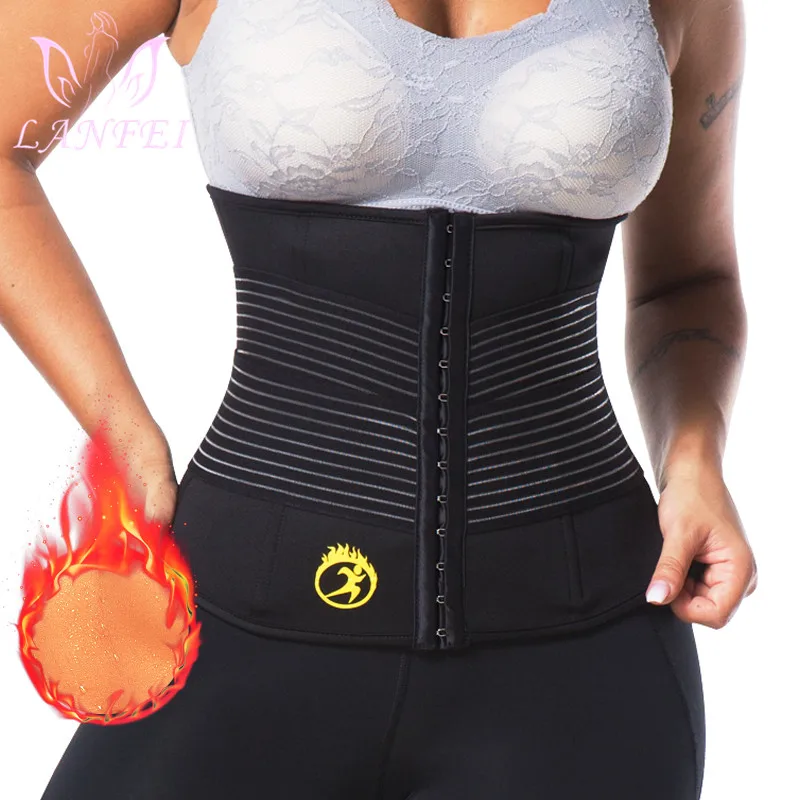 Lanfei Women Sauna Sweat Waist Trainer Belt Hot Thermo Neoprene Compression Body Shaper Corset