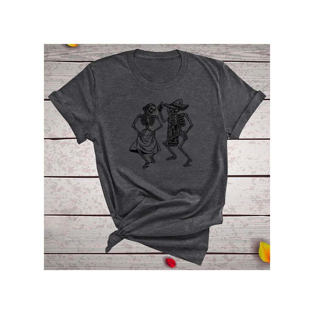 Женская футболка с черепом в стиле панк-рок и изображением скелета для хеллоуина, Женская забавная футболка Kawaii с коротким рукавом, Camisetas Mujer