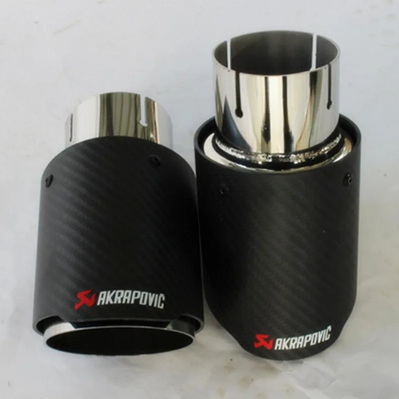 

Akrapovic Car Exhaust Systems matte Carbon Muffler Tip Tail End Universal Stainless stee Straight Flange Sandblasting For Bmw