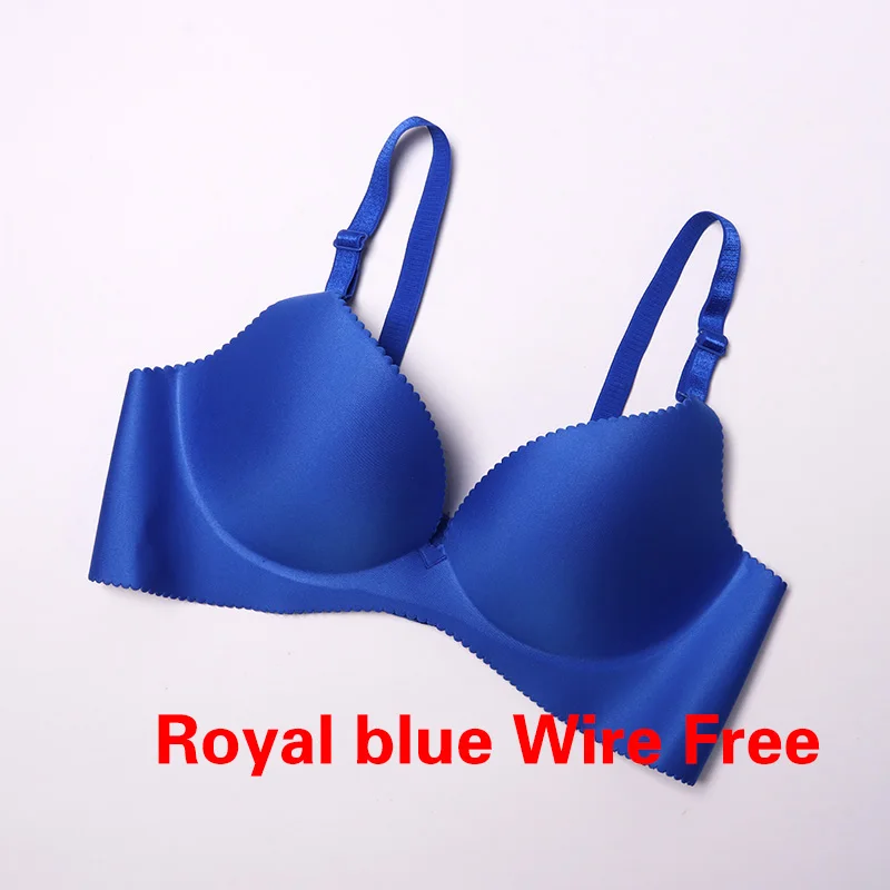 Модный женский однотонный бюстгальтер пуш-ап с глубоким v-образным вырезом, сексуальный бесшовный бюстгальтер - Цвет: Royal blue