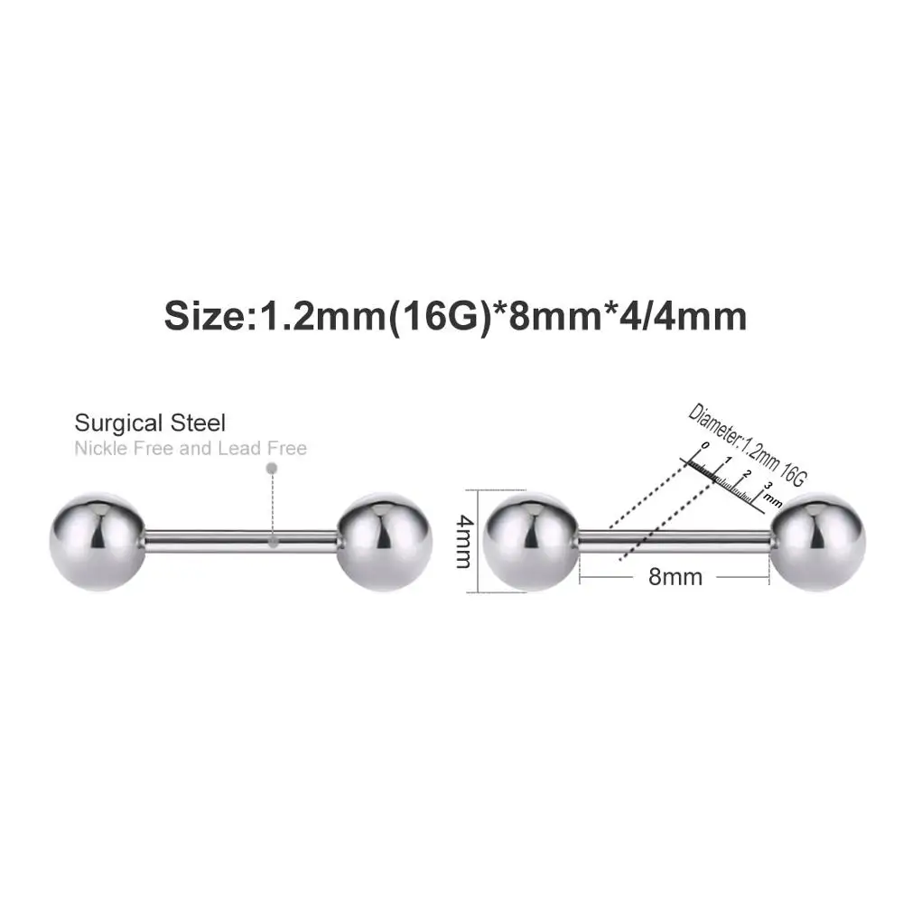 2шт Нержавеющая сталь нос ухо пирсинг для пупка мочка Спираль пирсинг хряща нариз серьги-гвоздики штанга унисекс ювелирные изделия для тела - Окраска металла: 1.2mm 16G-8mm-4mm