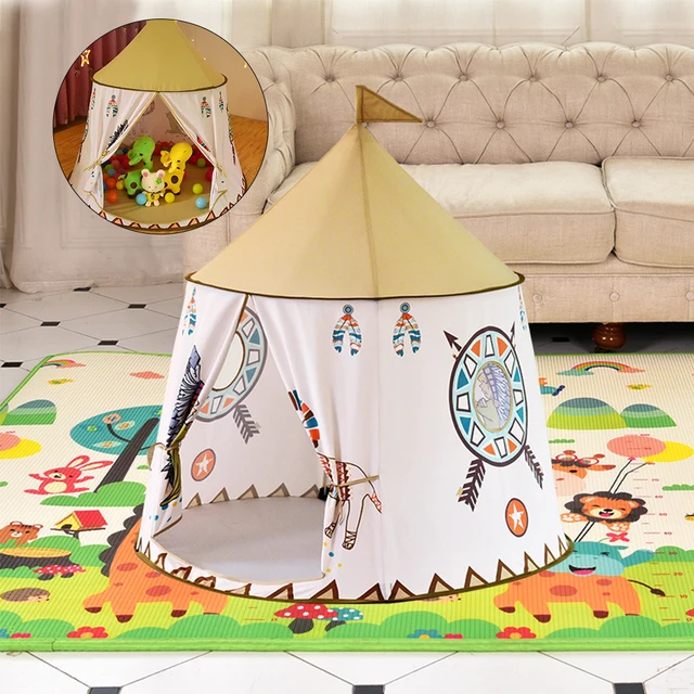 Play Tent Portable Foldable Tipi Prince Folding Tent Children Boy Cubby Play House Kids Gifts Outdoor Toy Tents Castle  Teepee 3