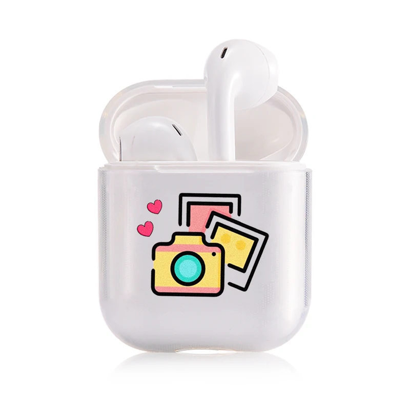 I201408 Простые Мультяшные наушники чехол для Apple airpods чехол милый забавный Радужный сладкий сердце Air Pods Модный чехол прозрачный жесткий чехол - Цвет: I201408