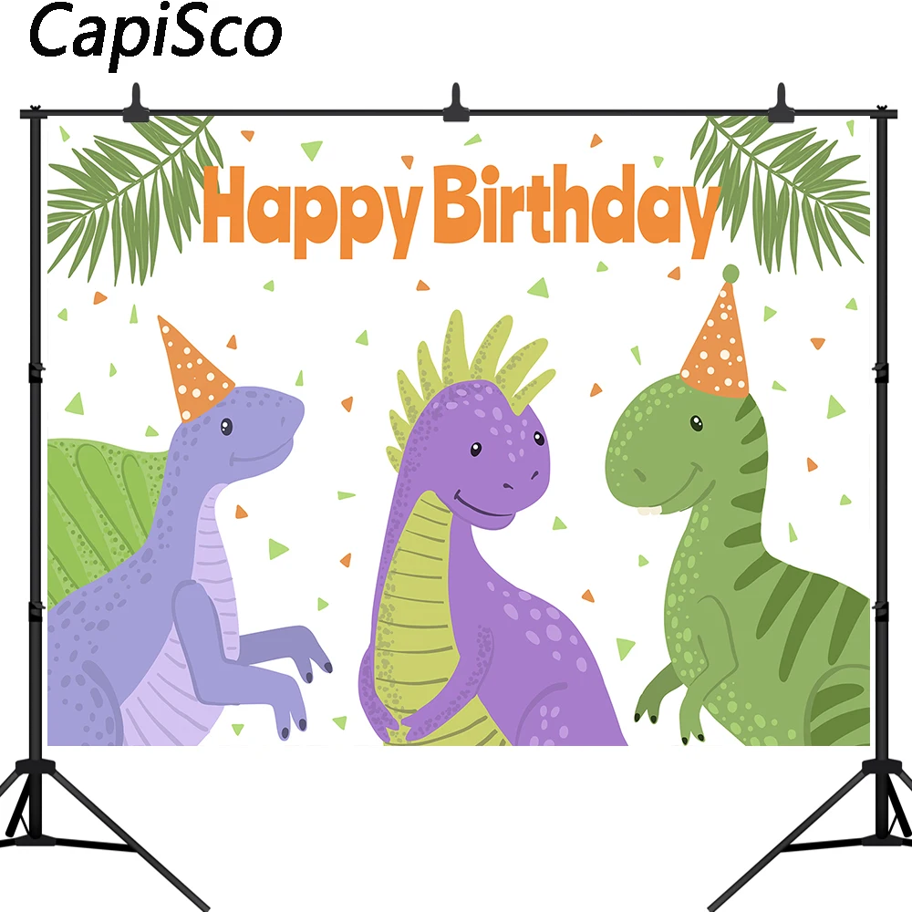 

Capisco backdrop for photography studio green plant cute Cartoon dinosaur party birthday photo background vinyl photophone