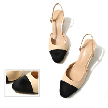 

New summer sandals with thick heels and shallow mouth hollowed out small fragrant wind leather sexy high heels