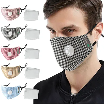 

Men's Women Unisex facemask Plaid Reusable Dustproof PM2.5 Pollution Respirator mouth face cover Mouth-muffle mondkapjes