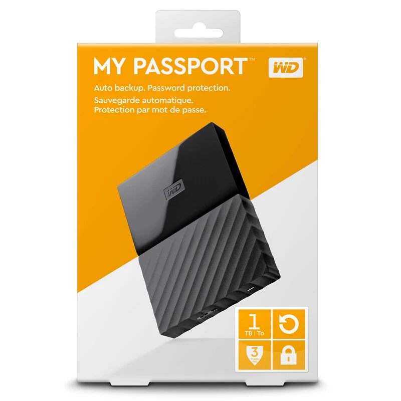 Western Digital My Passport HDD 1 ТБ 2 ТБ 4 ТБ USB 3,0 портативный внешний жесткий диск с кабелем HDD Windows Mac - Цвет: black