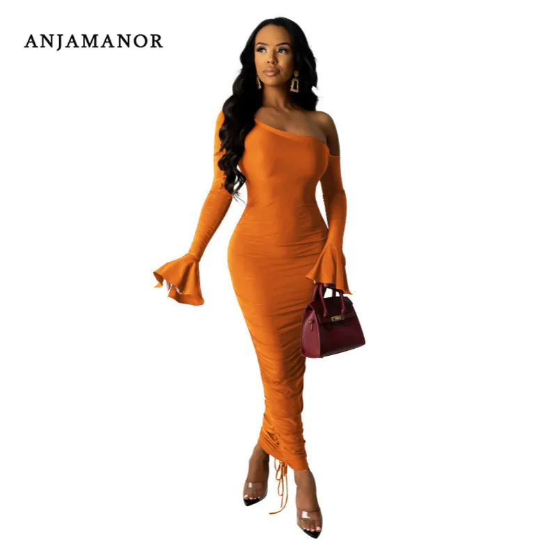 ruched bodycon maxi dress