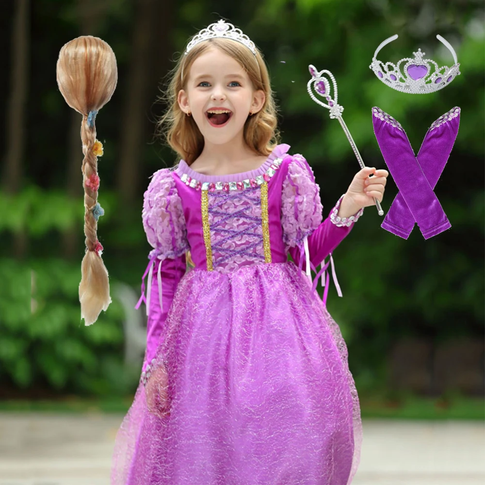 Girls Rapunzel Dress Princess Up Children Dresses Costume for Girl Kids Cosplay Christmas Party Clothes 2-12Yrs | Детская одежда и