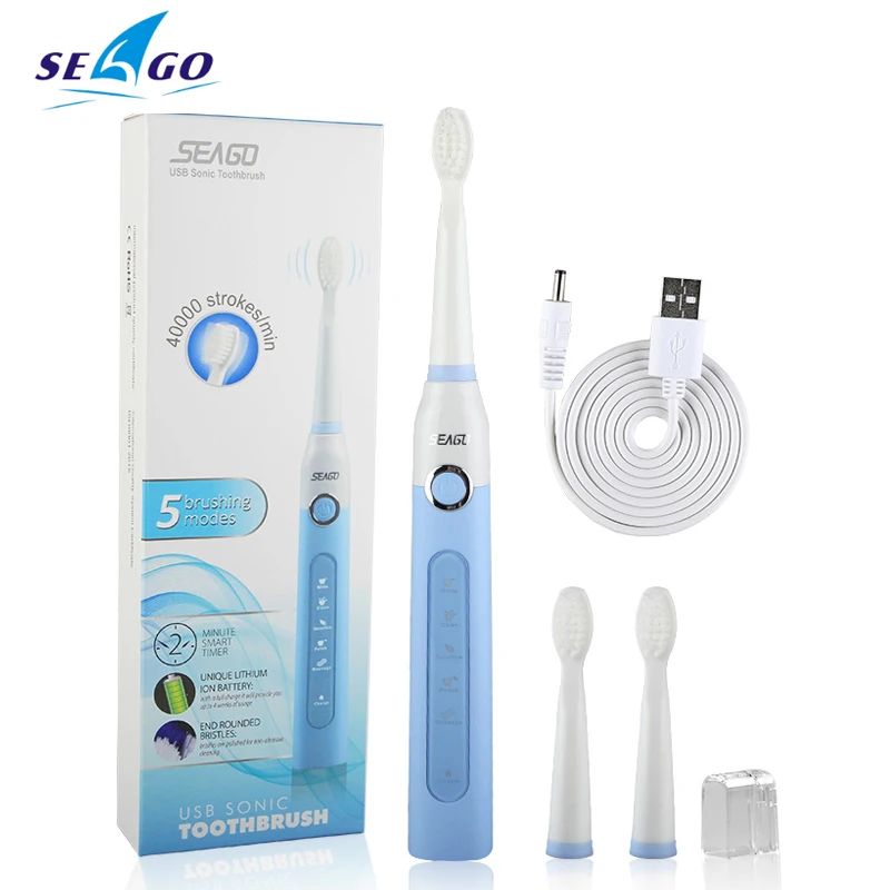  Seago SG-507 Sonic Electric Toothbrush Adult Timer Brush USB Rechargeable Electric Tooth Brushes wi