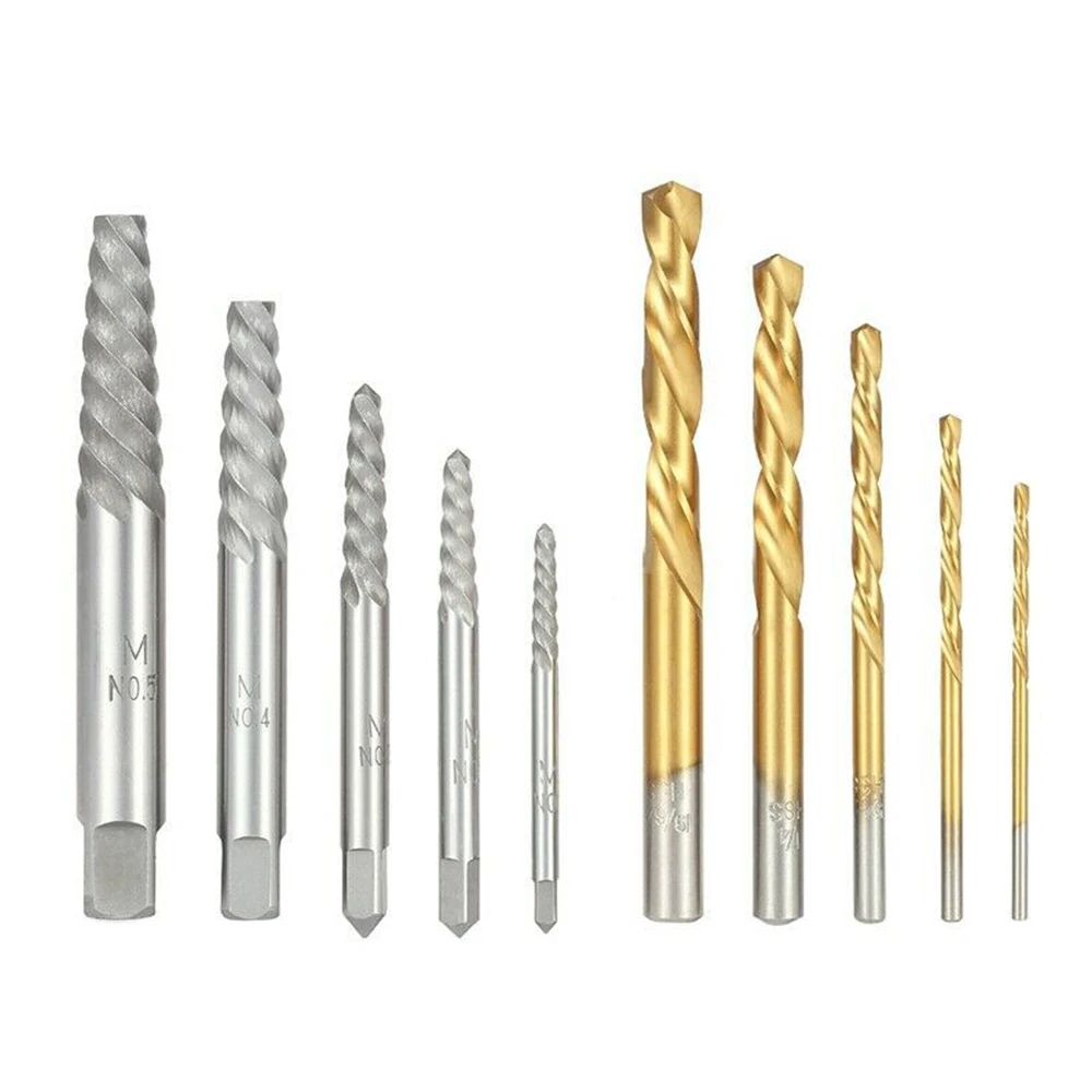 10pcs Screw Extractor + Drill Set Left Cobalt Drill Set Removers Bolt Damaged Broken Screws Bolts And Studs Set Screw Extractor