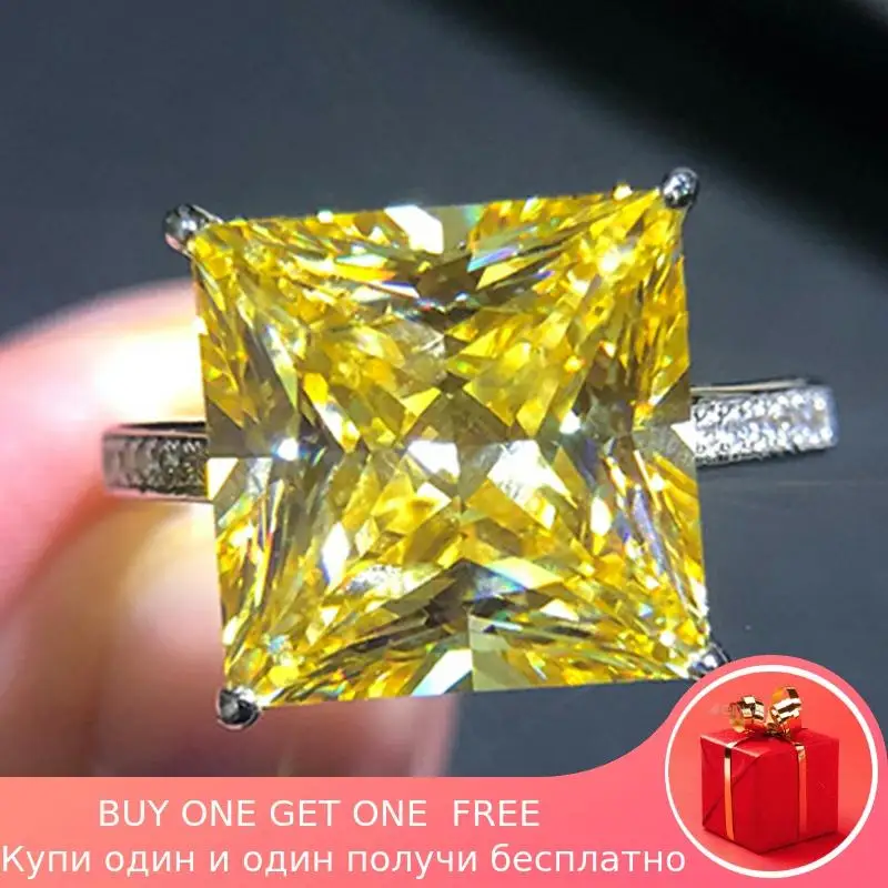 

not fake 12*12mm Princess cut Diamond Ring S925 sterling silver fine wedding citrine sapphire amethyst ruby coloured diamond