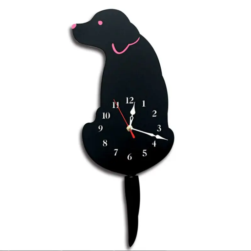 

3D Creative Dog Acrylic Wall Clock with Swing Tail Silence for Living Room Bedroom Kitchen Home Decor - Battery Not Included (