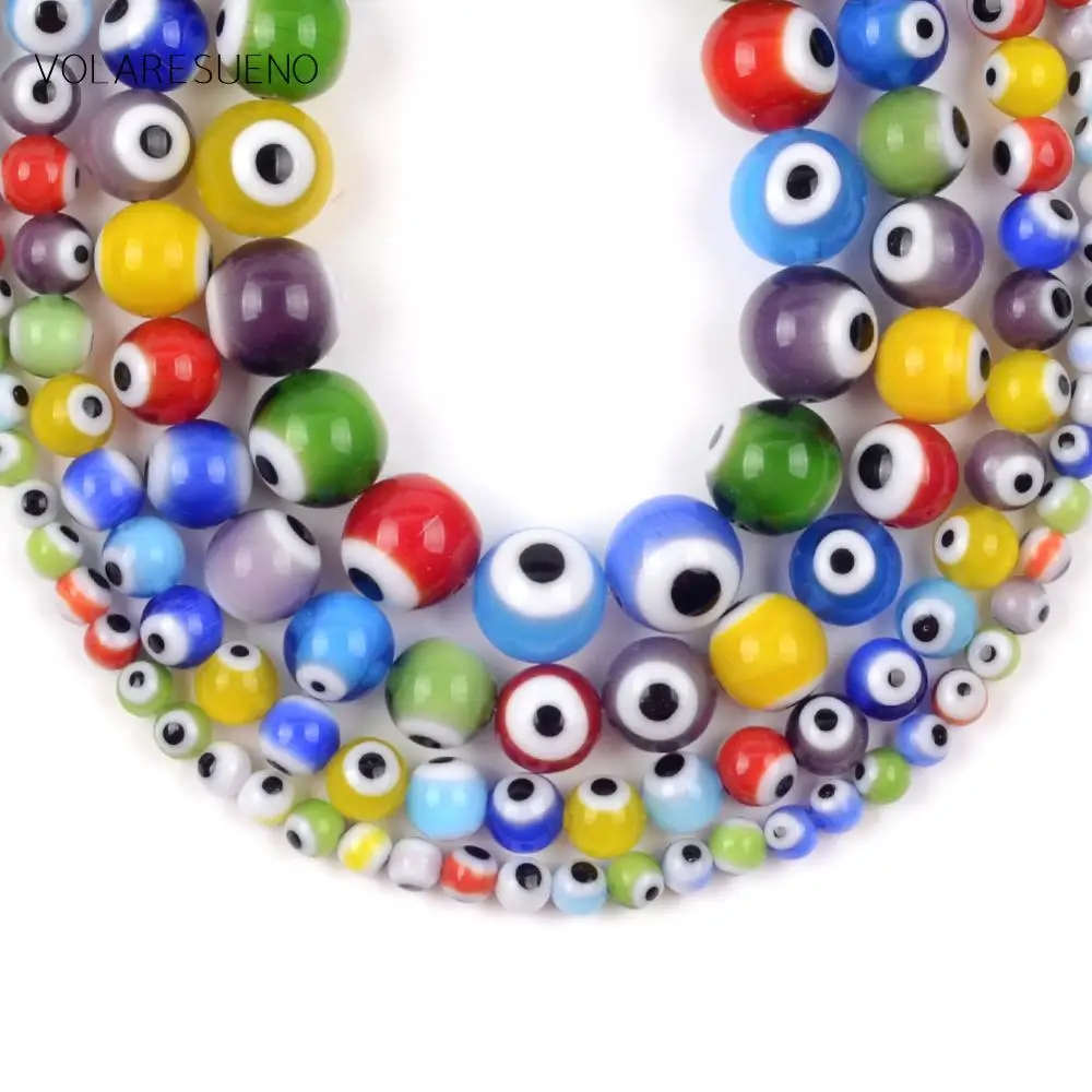 Бусины Millefiori из стекла разные цвета круглые плоские лэмпворк глаз сглаза для