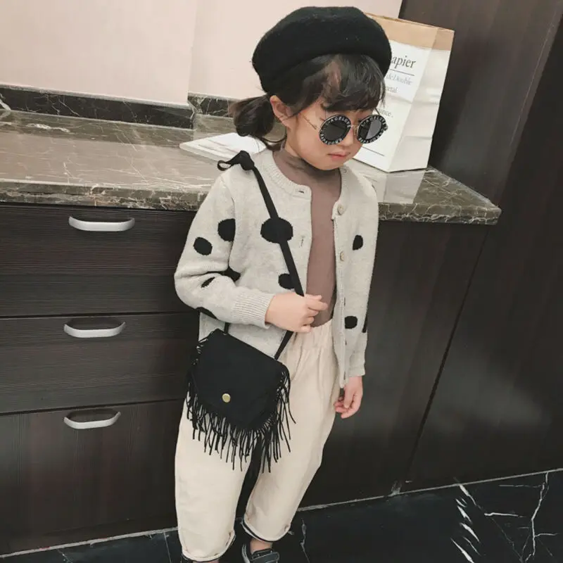 Tassel Mini Messenger Bag Kids Girls Handbags Coin Purse Children Shoulder Bags 3