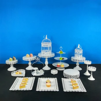 

Tobs White Cake Stand Round Metal Cupcake Stand Candy bar Dessert Wedding Party Display Macarons Tray Decoration Tools Bake
