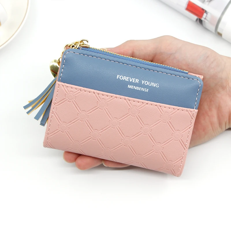 

Women's Wallet Ladies Short Wallet Korean Version of The Color PU Leather Clutch Bag Casual Simple Fashion Wallet