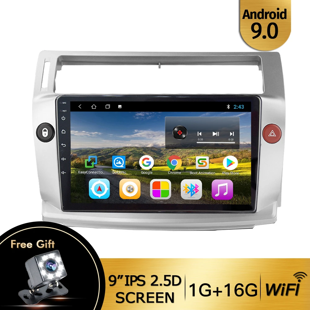 Автомагнитола EKIY 9 ''ips 2Din Android 9,1 для Citroen C4 C-Triomphe C-Quatre 2004-2009 Автомобильный dvd-плеер автомобильный мультимедийный плеер - Цвет: T3L-1-16-WIFI