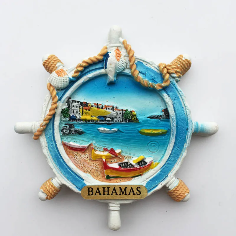 

QIQIPP Bahamas tourism commemorative resin crafts magnetic refrigerator sticker creative rudder decoration