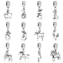 PDB DZ 36 925 пробы серебряные ювелирные изделия 12 зодиака кулон(несколько стилей выбор) Мода животное кулон подходит для женщин браслет