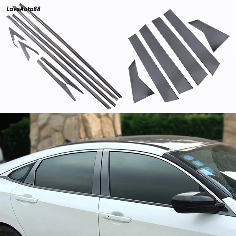 

Stainless Steel Glass Window Garnish Pillar Middle Column Trim frame For Honda Civic 10th 2016 2017 2018 2019 Decorative Sequins