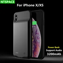 3200 мАч портативный чехол для зарядного устройства для iPhone XS Силиконовый противоударный чехол для аккумулятора чехол для внешнего аккумулятора для iPhone X Поддержка аудио