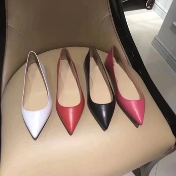 

Flat Shoes Women Genue Leather Women Shoes Pointed Toe Shoes Ladies Zapatos De Mujer oto o New Design Sapato Feminino Casual