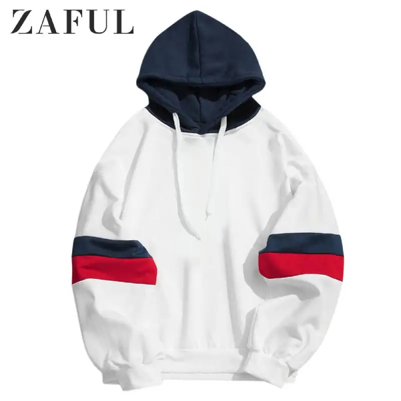 ZAFUL повседневное Сращивание Цвет Блок толстовка с длинными рукавами лоскутные