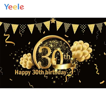 

30th 40th 60th 70th Birthday Party Photophone Gold Balloons Photo Backdrops Customized Photographic Backgrounds For Photo Studio