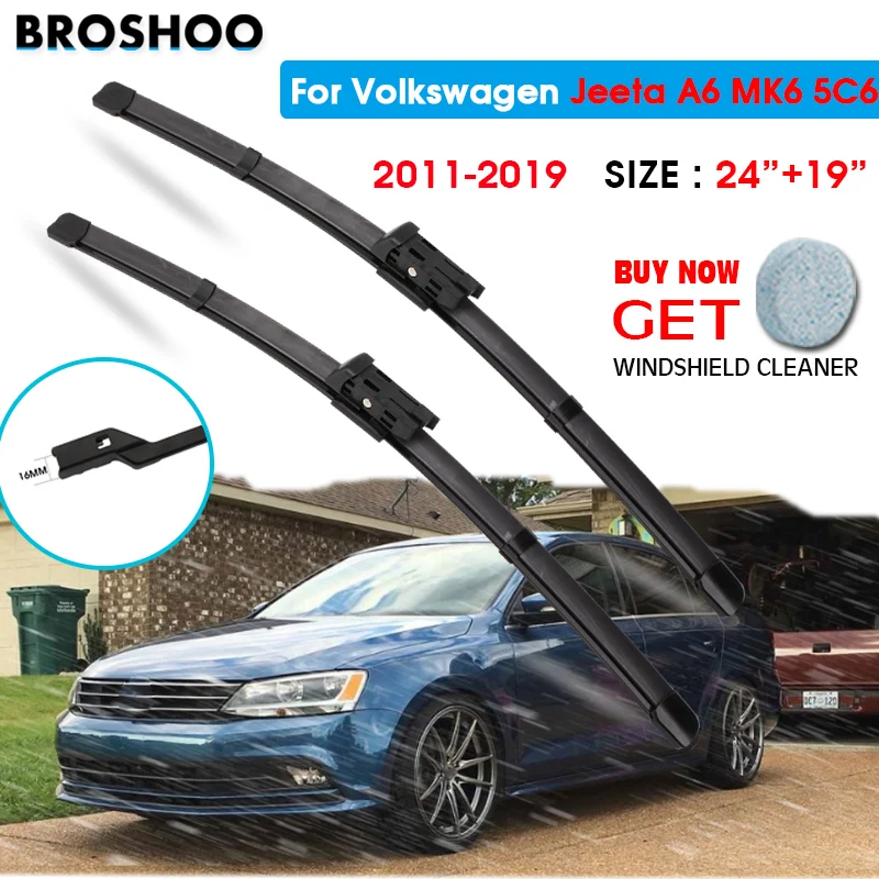 

Щетка стеклоочистителя автомобиля для Volkswagen Jeeta A6 MK6 5C6 24 "+ 19" 2011-2019 стеклоочистители для лобового стекла лезвия для мытья Fit кнопка