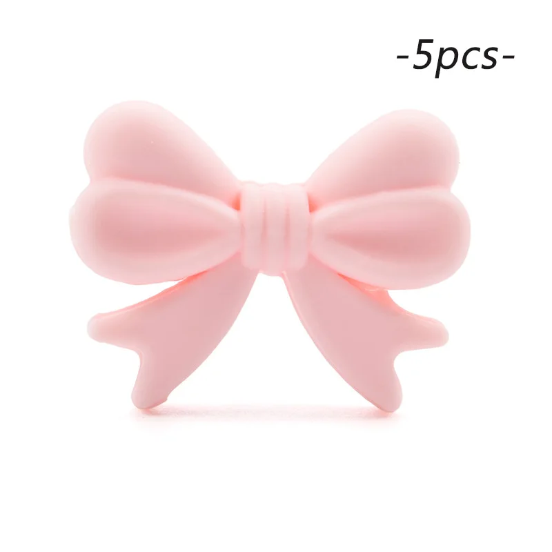 LOFAC Silicone Cartoon Bow Tie Beads - 5pcs Set for DIY Keychains & Jewelry Accessories