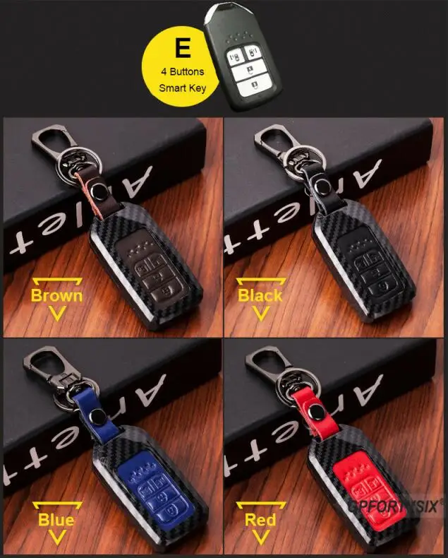 smart key E 401 Углеродное волокно автомобиль дистанционного ключа чехол, кожаный чехол для Honda Civic Accord Pilot City C-RV Odyssey XRV Vezel CRIDER Spirior - Название цвета: smart key E 401