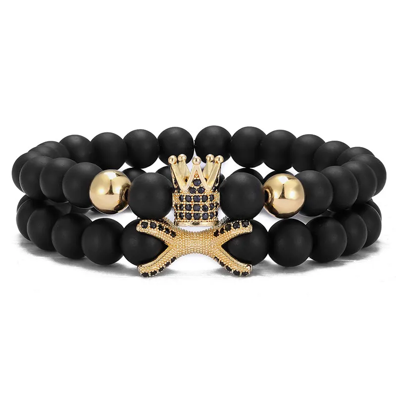 2 шт./компл. Высококачественный Браслет из натурального камня мужской браслет с