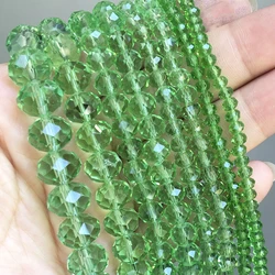 Faceted Clear Glass Crystal Rondelle Beads for Jewelry Making and DIY Projects (Green)