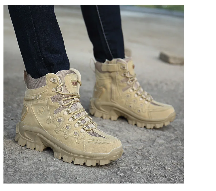 Новые Стильные армейские ботинки с перекрестной каймой, противоскользящие тактические ботинки, износостойкие уличные альпинистские ботинки для пеших прогулок, MEN'S SH