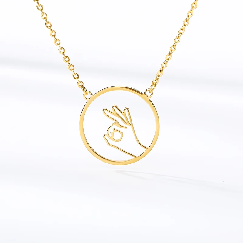 

Cute Hand Gesture Necklace Stainless Steel Stamped Sign Language Pendant Swear I Love You Hand Sign Necklaces Friendship Jewelry