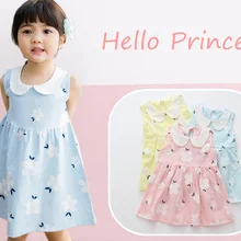 Одежда для девочек; летние детские Платья с цветочным рисунком; хлопковый жилет с воротником «Питер Пэн»; платье трапециевидной формы без рукавов