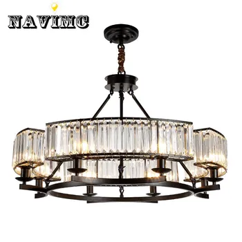 

Vintage Loft Style Crystal Lighting Fixture Bronze Black Chandelier Lamp Shade Lights for Living Room E14 Led